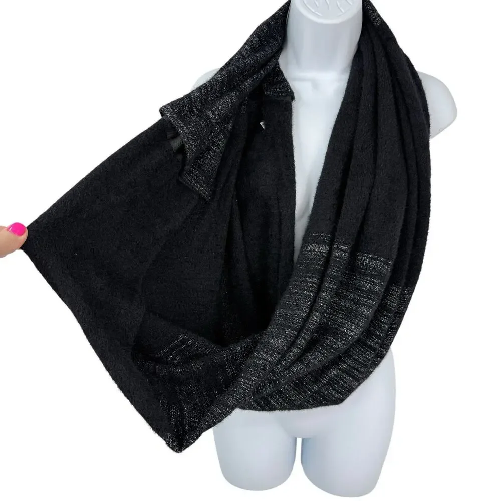 Stella & Dot Kaci Versatile 2-in-1 Scarf Wrap Knit Soft Black Metallic